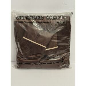 Vintage Delta KING Dark Brown Satin Waterbed Sheets Set